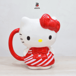 Mug Hello Kitty vestido rojo Sanrio coleccionable en cerámica con diseño tridimensional kawaii