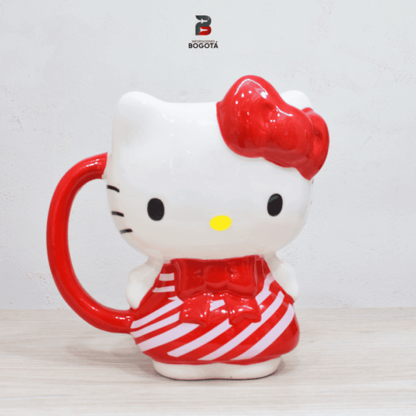 Mug Hello Kitty vestido rojo Sanrio coleccionable en cerámica con diseño tridimensional kawaii