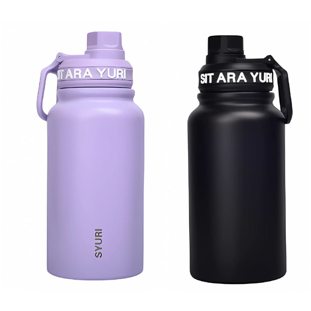 Termo Just Relax 650 ml con correa y tapa rosca en colores mate — verde, morado, crema y negro | Importaciones Bogotá