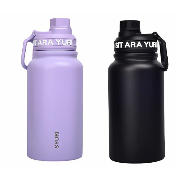 Termo Just Relax 650 ml con correa y tapa rosca en colores mate — verde, morado, crema y negro | Importaciones Bogotá