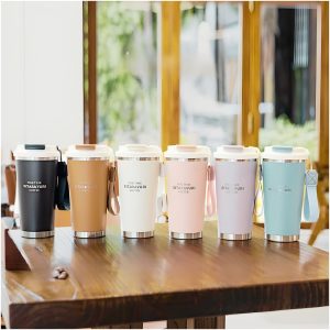 Termo SITARAYURI 560 ml con correa y tapa deslizante en colores mate | Importaciones Bogotá