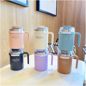 Termo SITARAYURI 500 ml con asa y tapa deslizante en colores mate | Importaciones Bogotá