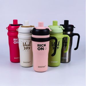 Termo SHOTAY 720 ml con asa y tapa pico abatible en colores mate | Importaciones Bogotá