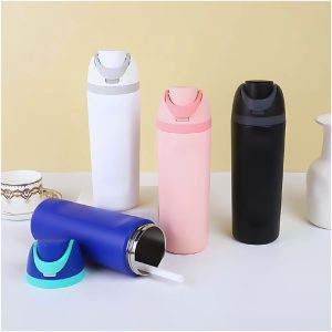 Termo tipo Owala 700 ml con tapa abatible y seguro en colores blanco, rosa, negro y azul | Importaciones Bogotá