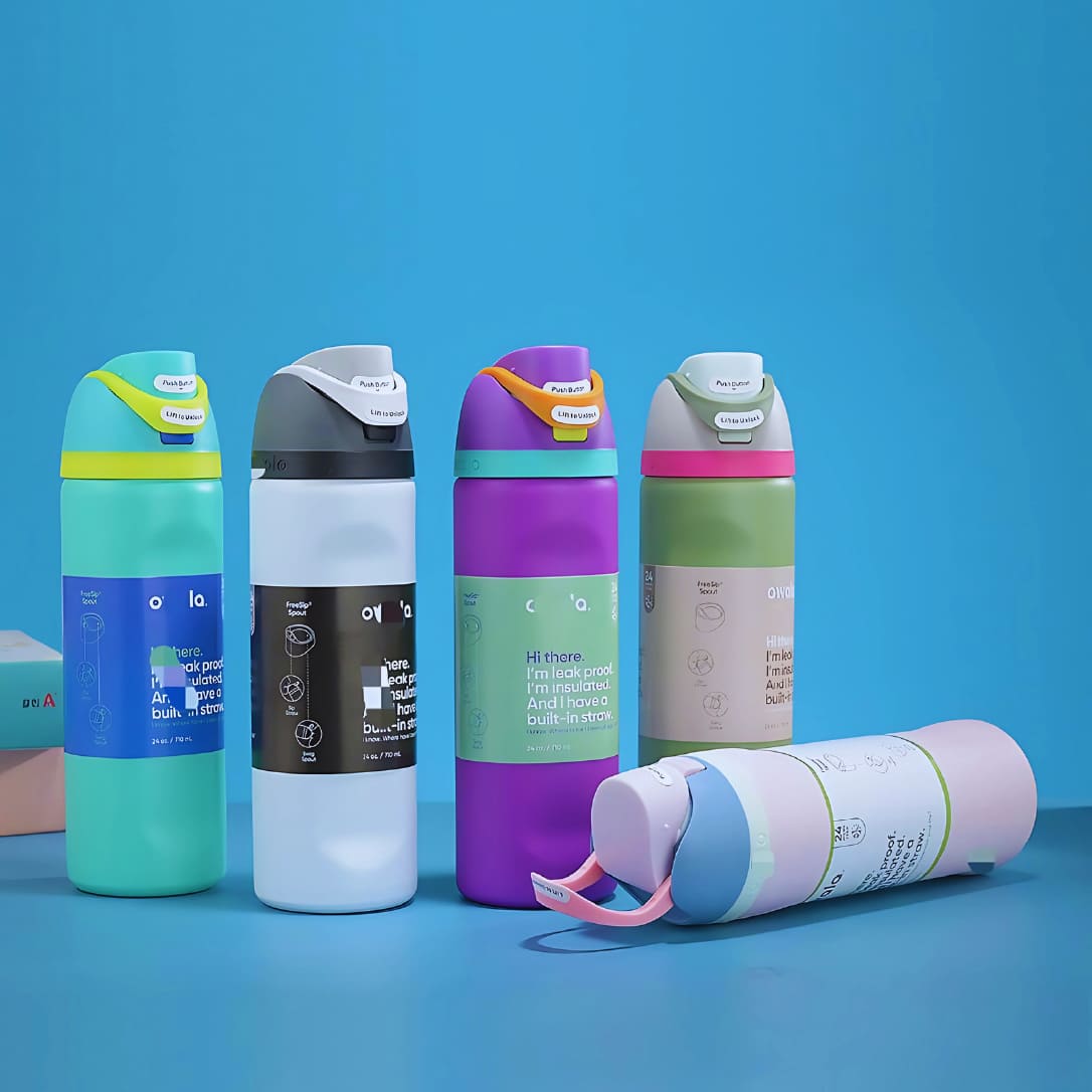 Termo tipo Owala 700 ml multicolor con sorbete integrado y tapa con seguro | Importaciones Bogotá