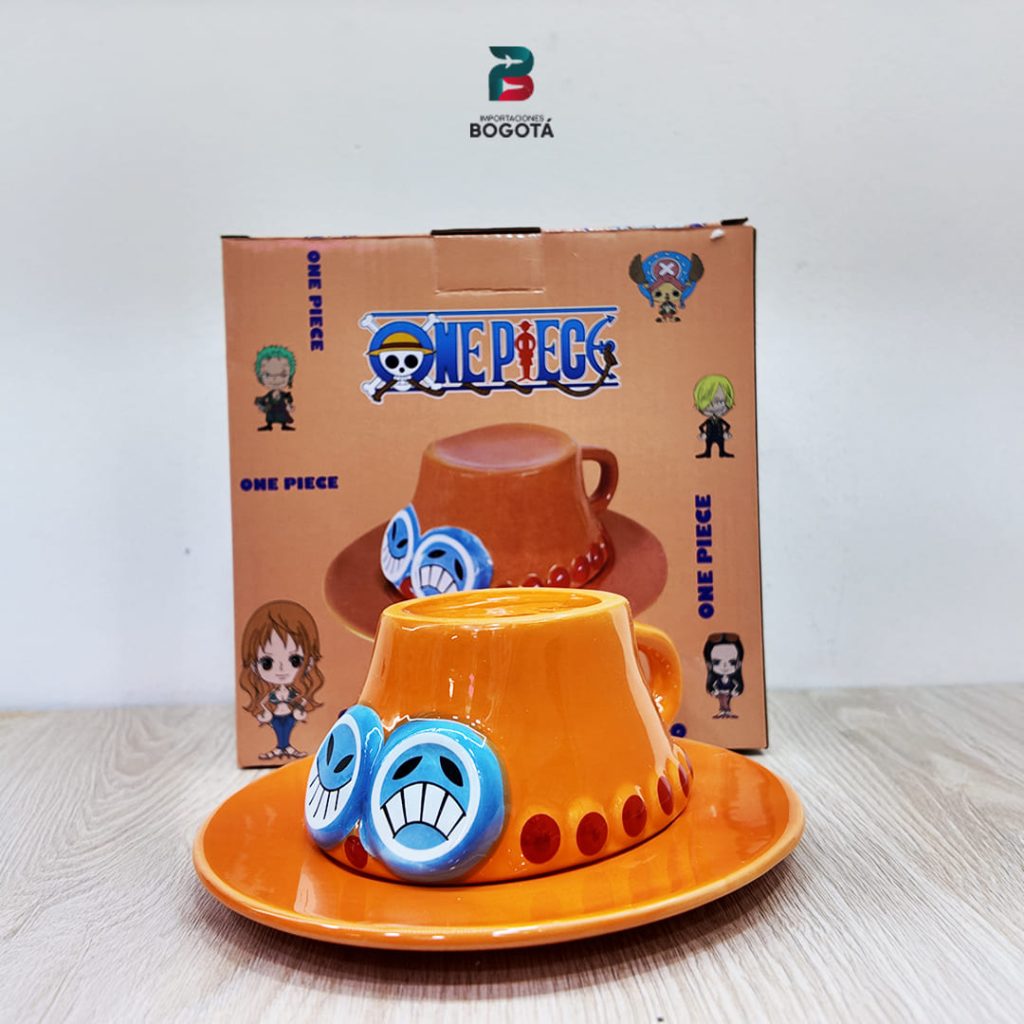Mug Sombrero de Ace One Piece con plato – Importaciones Bogotá