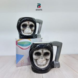 Mug Calavera La Parca con hoz – cerámica escultórica | Importaciones Bogotá