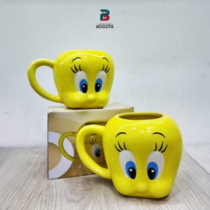 Mug Piolín 3D Looney Tunes — cerámica amarilla con acabado brillante | Importaciones Bogotá