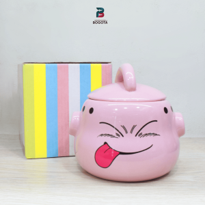 mug Majin Boo 3D con tapa de cerámica rosa 450 ml