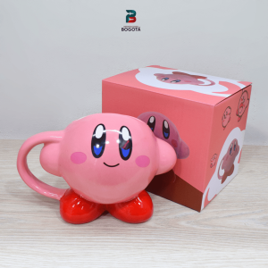 mug Kirby 3D cuerpo completo con tapa de cerámica rosa 450 ml