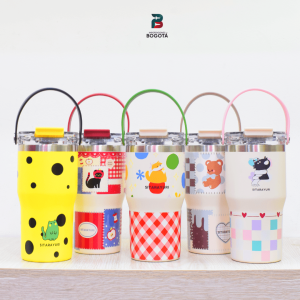 termo infantil 600 ml Sitarayuri con diseños de animales y formas, tapa deslizante y asa