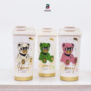 termo osos con gafas 560 ml con tapa flip y doble pared