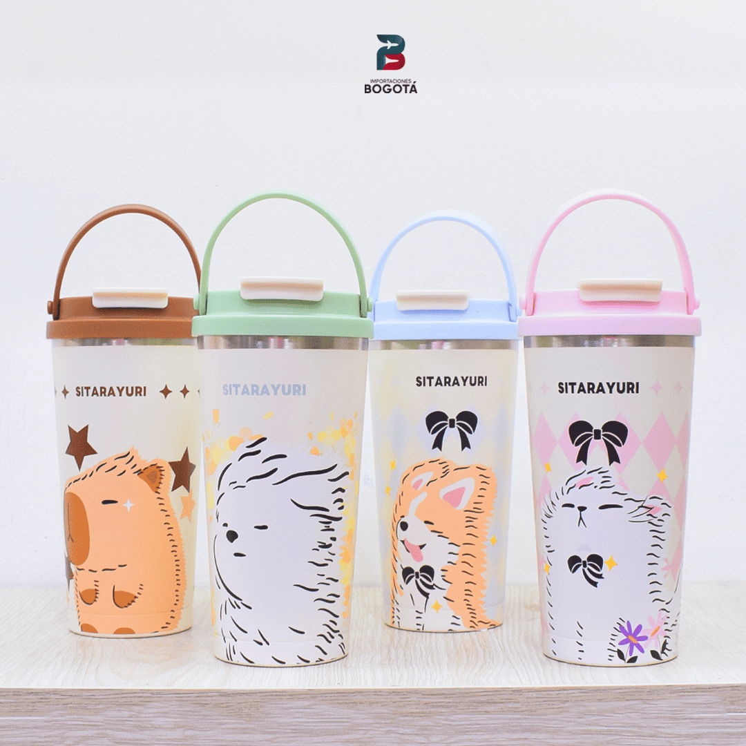 termo Sitarayuri animales 560 ml con asa y tapa abatible – Importaciones Bogotá