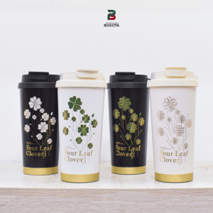 termo tréboles 560 ml en acero 304 con base dorada y tapa hermética – Importaciones Bogotá