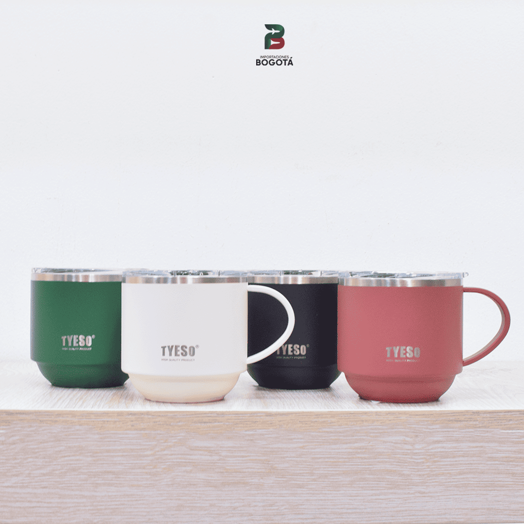 taza térmica Tyeso 330 ml con asa y tapa transparente – Importaciones Bogotá