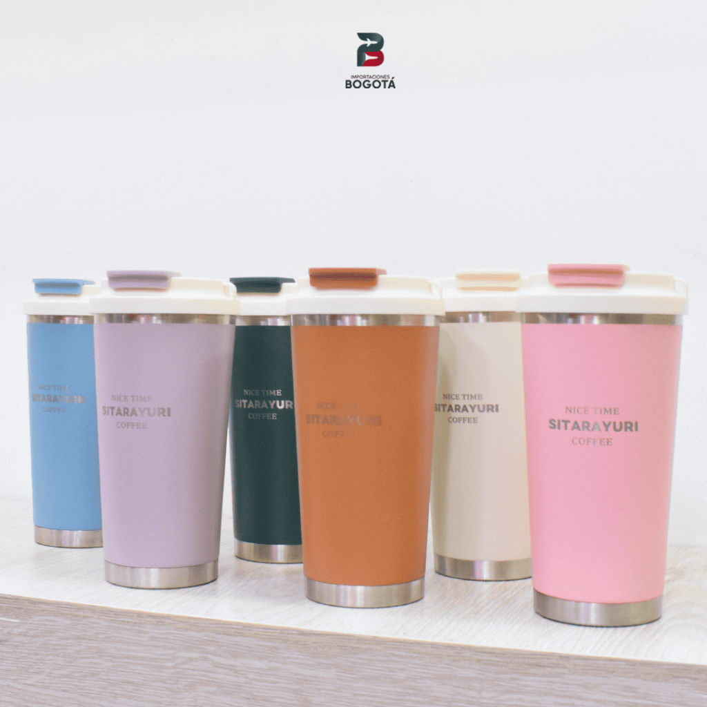 Termo SITARAYURI 560 ml con asa superior y tapa flip en colores mate | Importaciones Bogotá