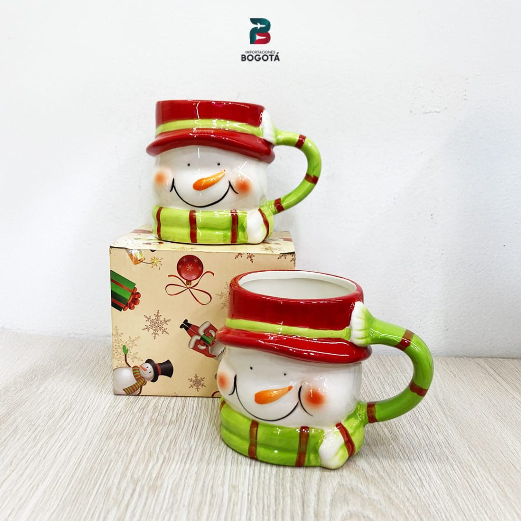 Mug navideño muñeco de nieve 3D de cerámica